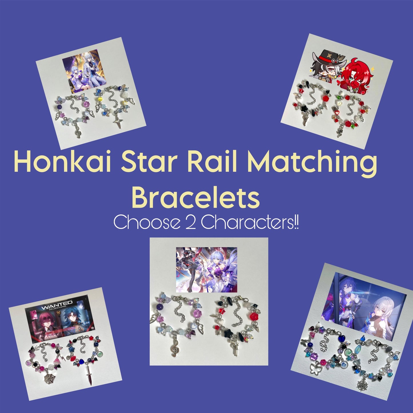Honkai Star Rail Handmade Matching Clutter Bracelets (Choose any 2 Characters!!)
