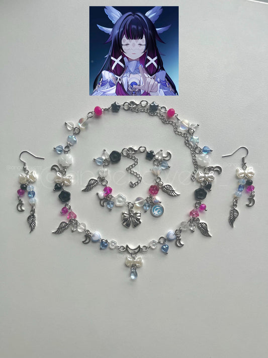 Genshin Impact's 'Columbina' inspired Necklace, Bracelet and Earrings